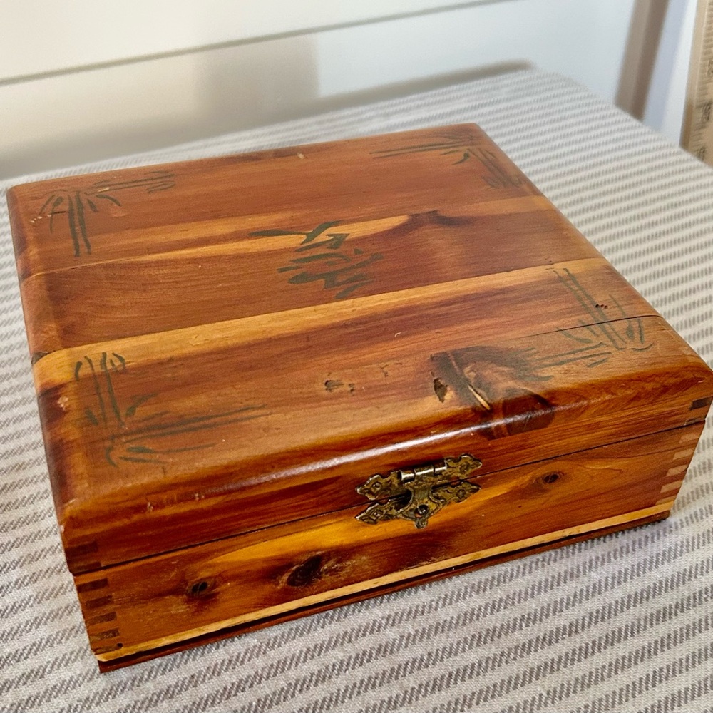 Wooden Decorative Box with Brass Latch